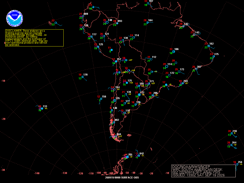 South America surface 00Z