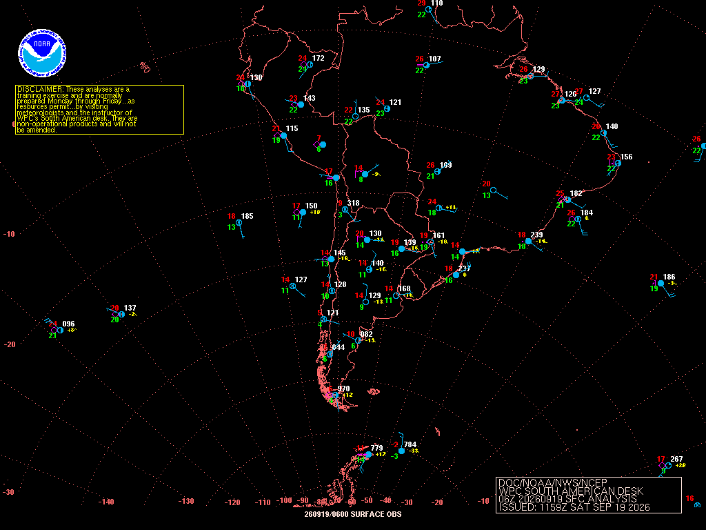 South America surface 06Z