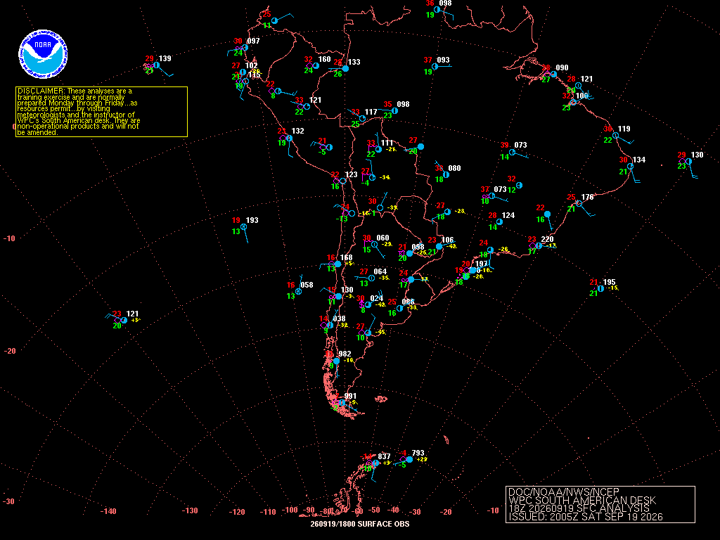 South America surface 18Z