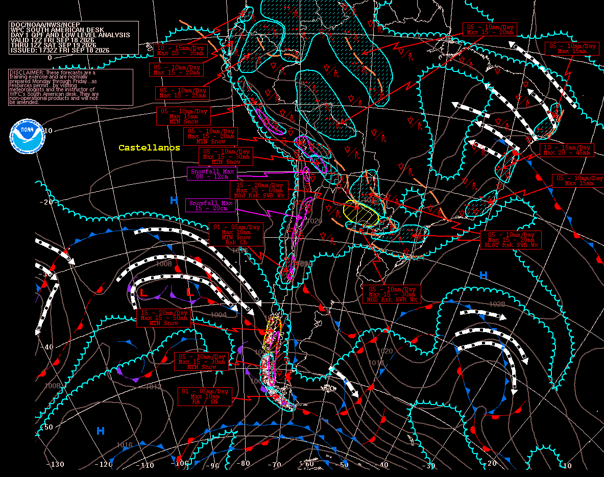 South America day-1 forecast